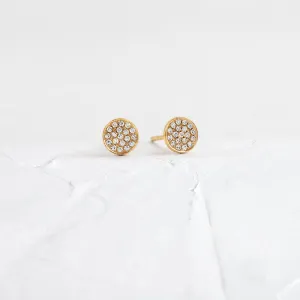 Diamond Mini Disc Stud Earrings - In Stock