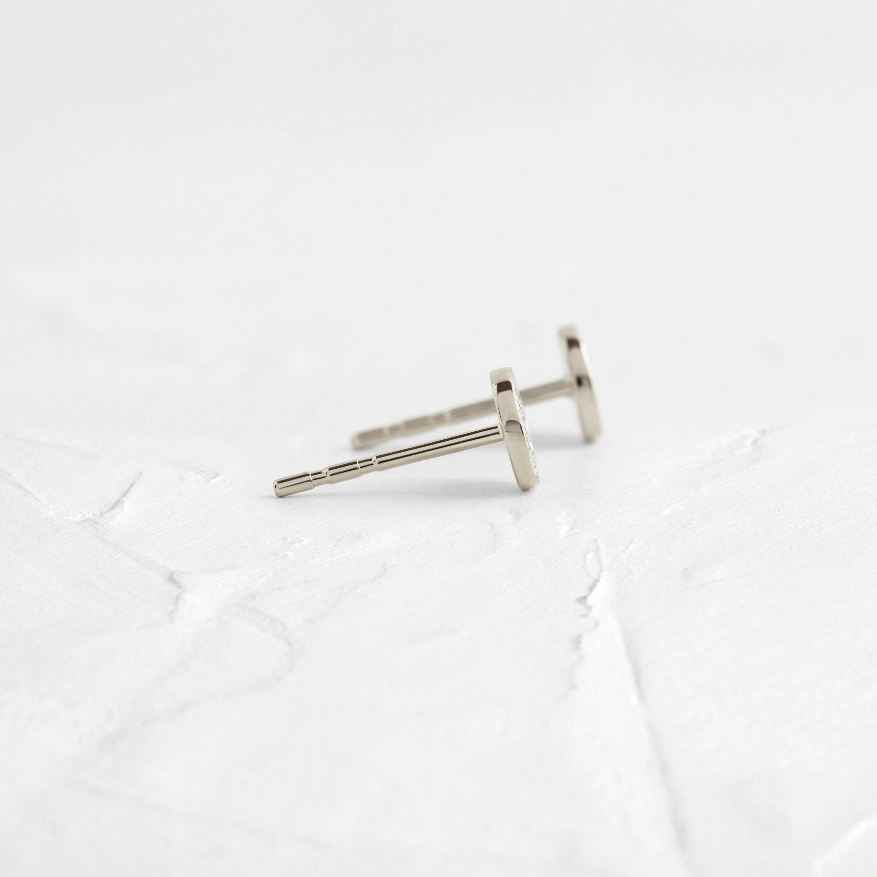 Diamond Mini Disc Stud Earrings - In Stock