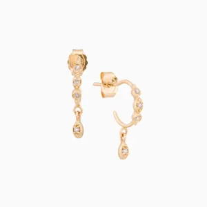 Diamonds and Dangling Eye Hoop Earrings