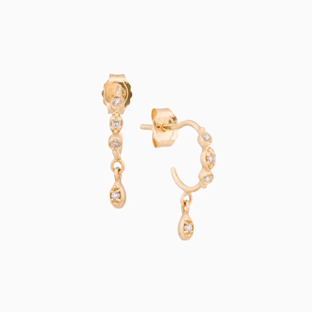 Diamonds and Dangling Eye Hoop Earrings