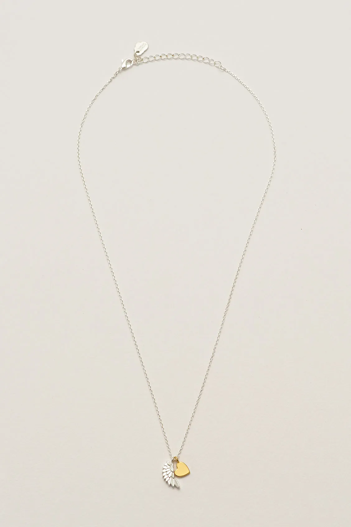 Double Charm Wing and Heart Necklace