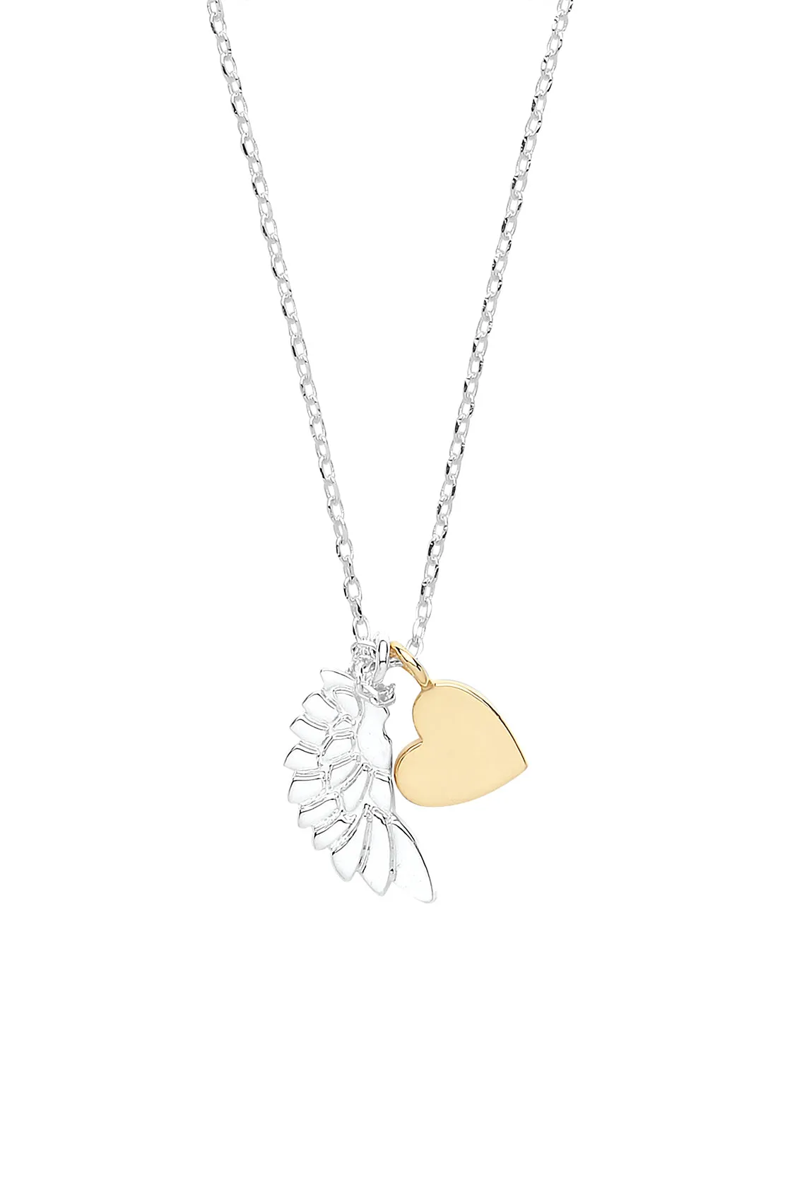 Double Charm Wing and Heart Necklace