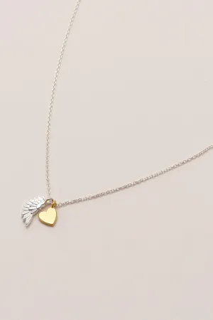 Double Charm Wing and Heart Necklace