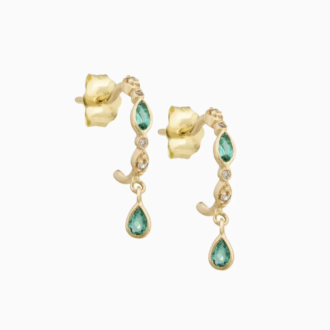 Emeralds and Diamond Hoop Earrings