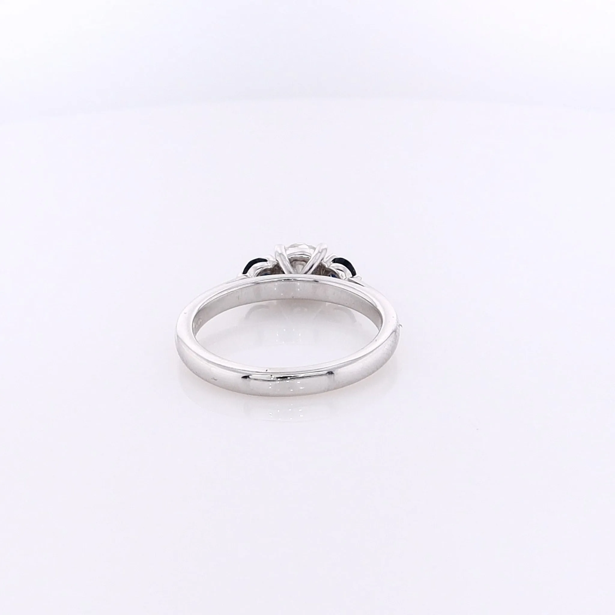 Estate 14 Karat White Gold Flyer Fit Design Diamond and Sapphire Engagement Ring