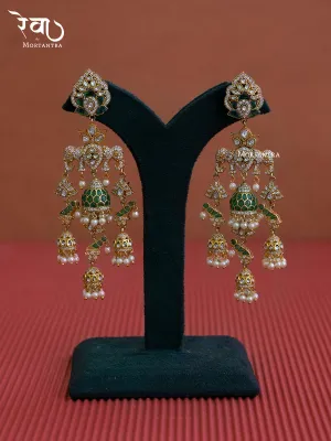 Green Color Gold Plated Moissanite Earrings - MO-EAR2WGR