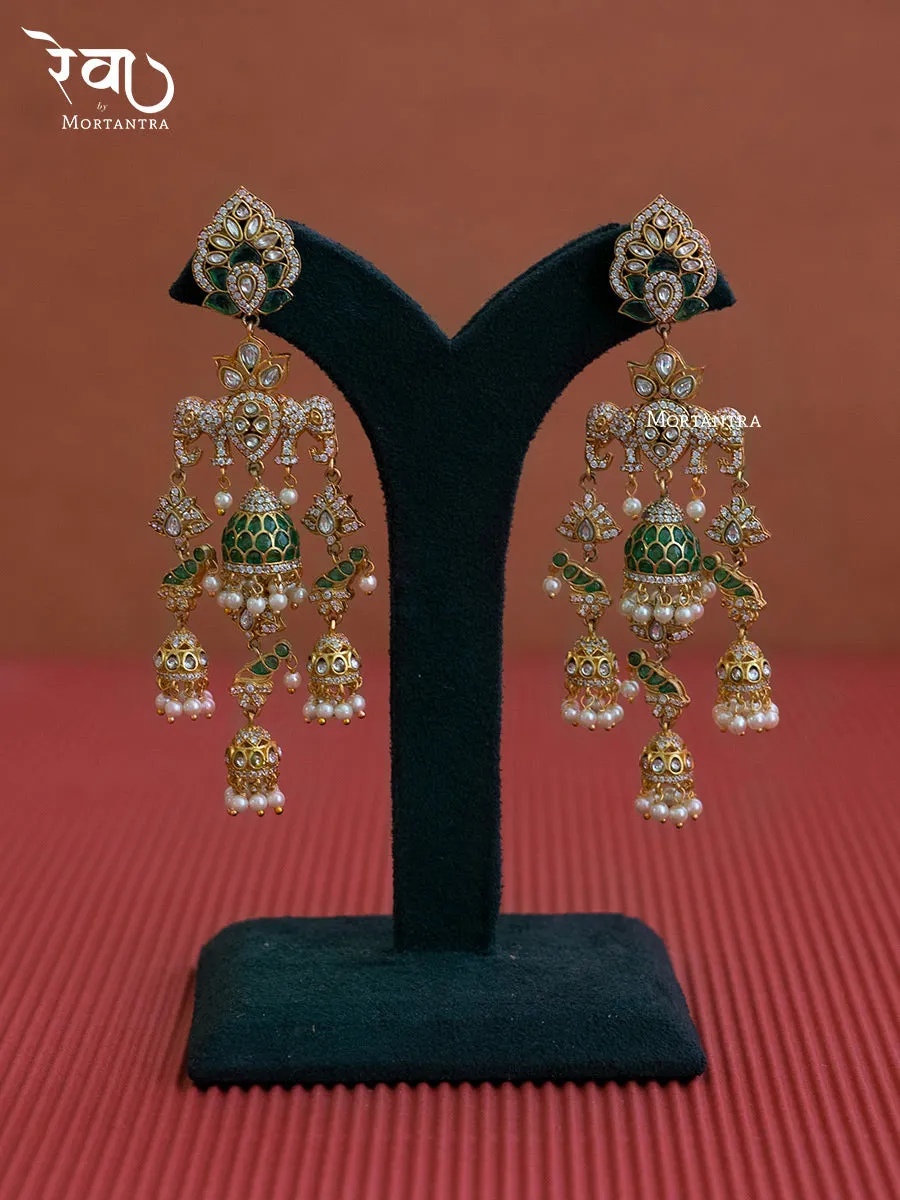Green Color Gold Plated Moissanite Earrings - MO-EAR2WGR