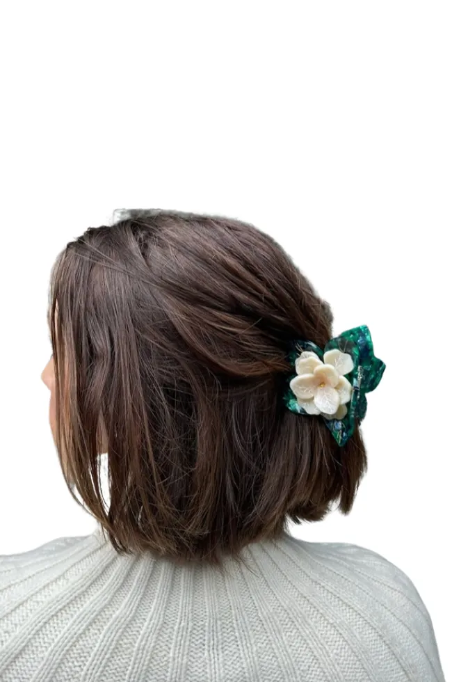 Hand-Painted Poinsettia Claw Clip