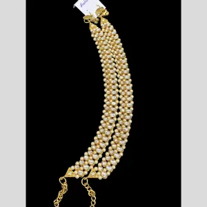 Hira Collections Traditional Gold Plated Pearls Austrian Stones Payal Anklets