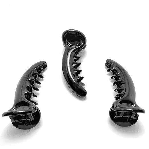 HP HIGH PROFILE Banana Hair Clutcher/Mirchi Hair Clip/Claw Clip for Women and Girls (Large, Black) - Pack of 3