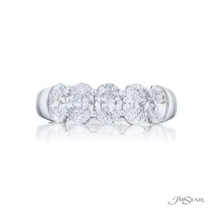 J B Star Five-Oval Diamond Band in Platinum