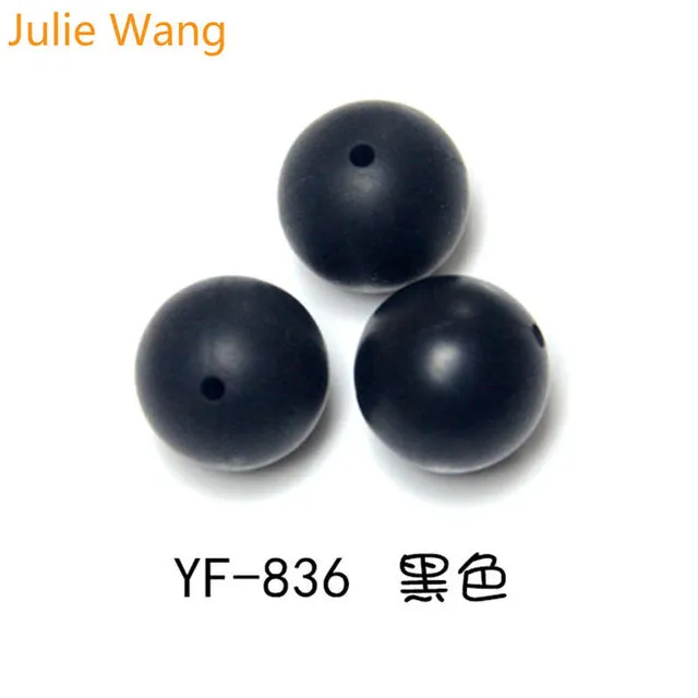 Julie Wang 20PCS 10/12/15mm Round Food Grade Silicone Beads For Necklace Pendant Bracelet Anklet Jewelry Making Accessory