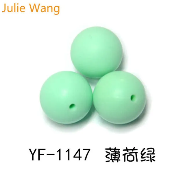 Julie Wang 20PCS 10/12/15mm Round Food Grade Silicone Beads For Necklace Pendant Bracelet Anklet Jewelry Making Accessory