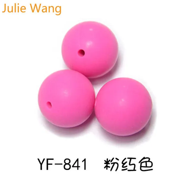 Julie Wang 20PCS 10/12/15mm Round Food Grade Silicone Beads For Necklace Pendant Bracelet Anklet Jewelry Making Accessory