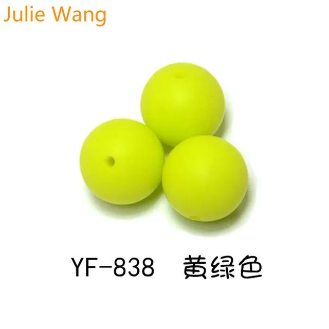 Julie Wang 20PCS 10/12/15mm Round Food Grade Silicone Beads For Necklace Pendant Bracelet Anklet Jewelry Making Accessory