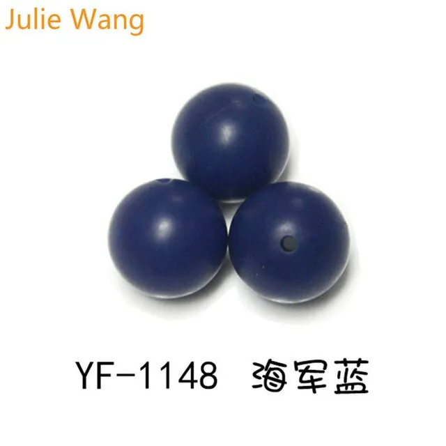 Julie Wang 20PCS 10/12/15mm Round Food Grade Silicone Beads For Necklace Pendant Bracelet Anklet Jewelry Making Accessory