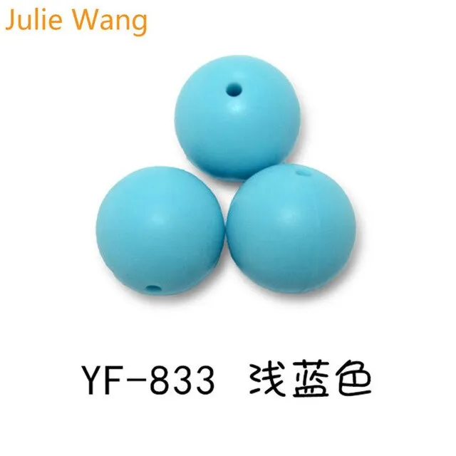 Julie Wang 20PCS 10/12/15mm Round Food Grade Silicone Beads For Necklace Pendant Bracelet Anklet Jewelry Making Accessory