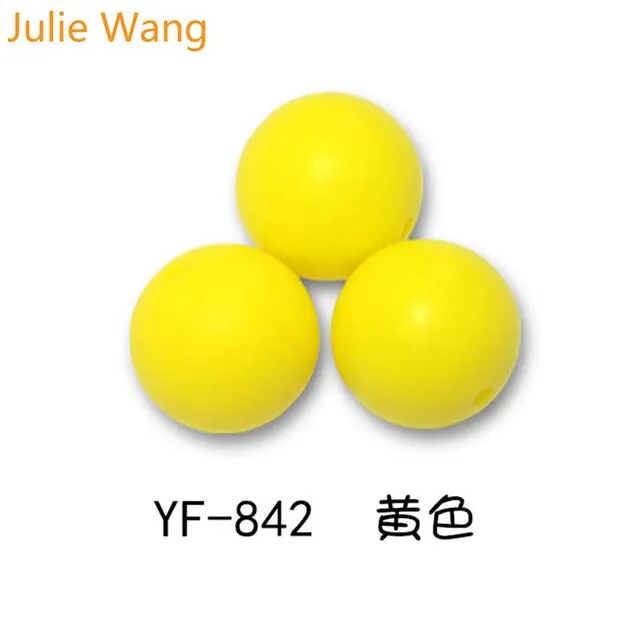 Julie Wang 20PCS 10/12/15mm Round Food Grade Silicone Beads For Necklace Pendant Bracelet Anklet Jewelry Making Accessory