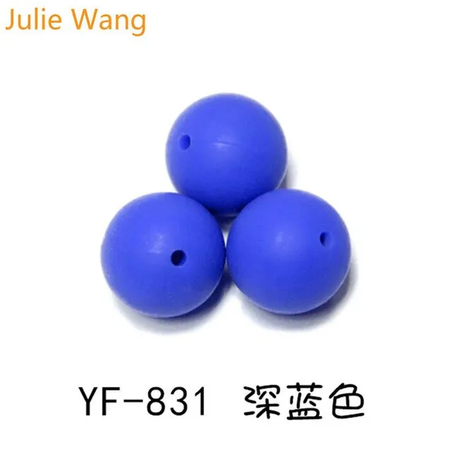 Julie Wang 20PCS 10/12/15mm Round Food Grade Silicone Beads For Necklace Pendant Bracelet Anklet Jewelry Making Accessory
