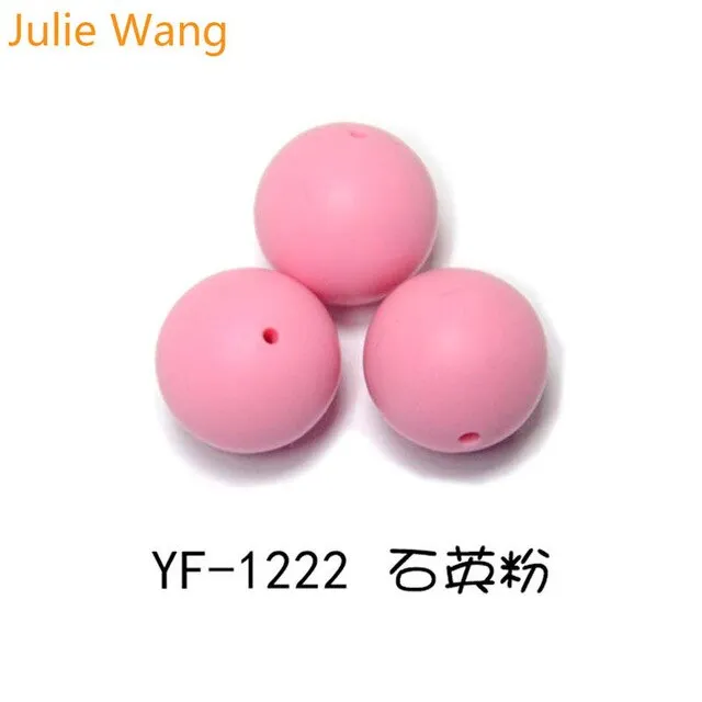 Julie Wang 20PCS 10/12/15mm Round Food Grade Silicone Beads For Necklace Pendant Bracelet Anklet Jewelry Making Accessory
