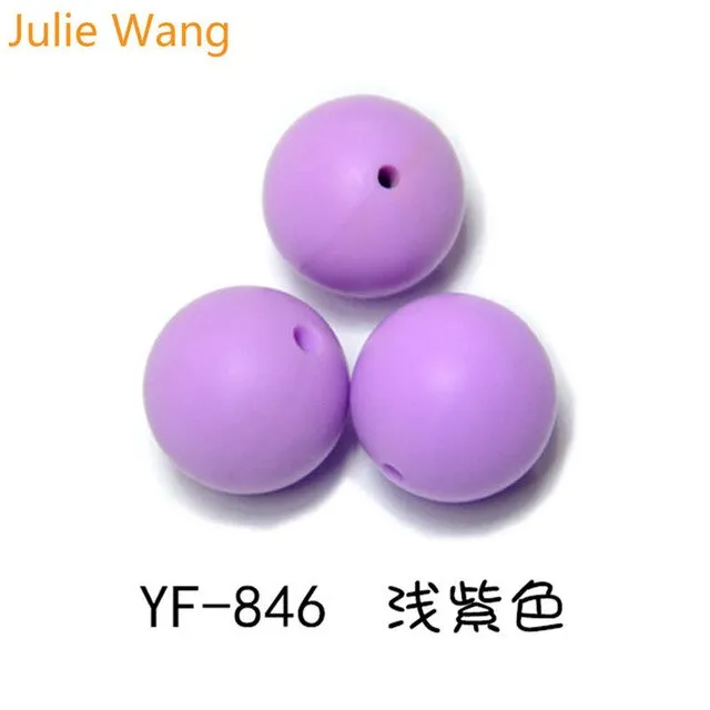 Julie Wang 20PCS 10/12/15mm Round Food Grade Silicone Beads For Necklace Pendant Bracelet Anklet Jewelry Making Accessory