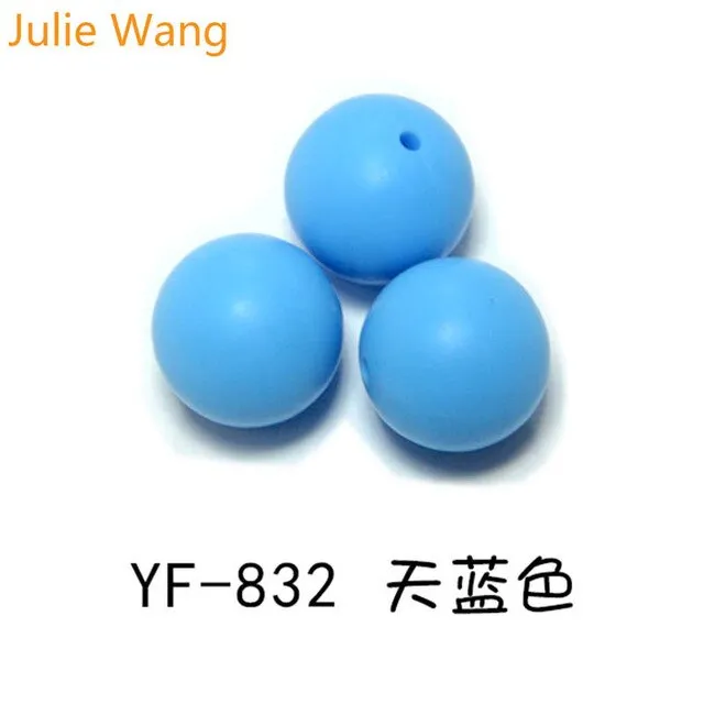 Julie Wang 20PCS 10/12/15mm Round Food Grade Silicone Beads For Necklace Pendant Bracelet Anklet Jewelry Making Accessory