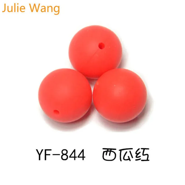 Julie Wang 20PCS 10/12/15mm Round Food Grade Silicone Beads For Necklace Pendant Bracelet Anklet Jewelry Making Accessory
