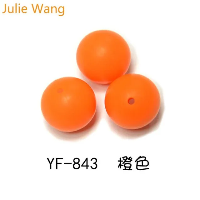 Julie Wang 20PCS 10/12/15mm Round Food Grade Silicone Beads For Necklace Pendant Bracelet Anklet Jewelry Making Accessory