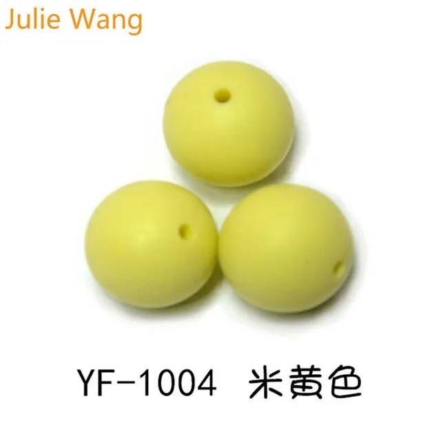Julie Wang 20PCS 10/12/15mm Round Food Grade Silicone Beads For Necklace Pendant Bracelet Anklet Jewelry Making Accessory