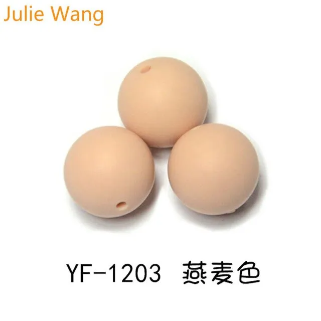 Julie Wang 20PCS 10/12/15mm Round Food Grade Silicone Beads For Necklace Pendant Bracelet Anklet Jewelry Making Accessory