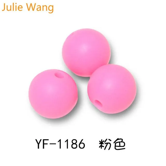 Julie Wang 20PCS 10/12/15mm Round Food Grade Silicone Beads For Necklace Pendant Bracelet Anklet Jewelry Making Accessory