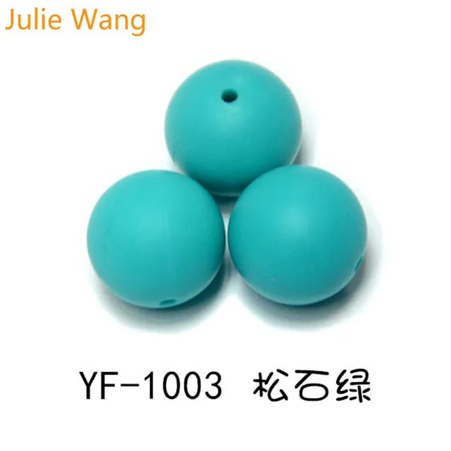 Julie Wang 20PCS 10/12/15mm Round Food Grade Silicone Beads For Necklace Pendant Bracelet Anklet Jewelry Making Accessory