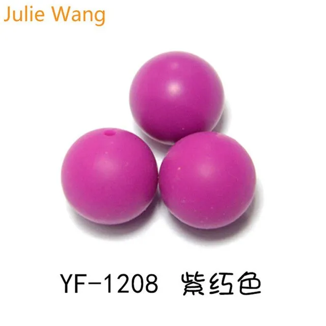 Julie Wang 20PCS 10/12/15mm Round Food Grade Silicone Beads For Necklace Pendant Bracelet Anklet Jewelry Making Accessory
