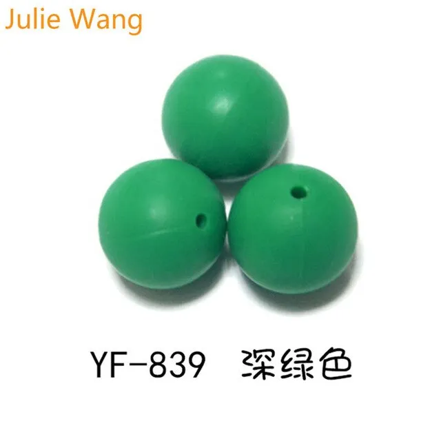 Julie Wang 20PCS 10/12/15mm Round Food Grade Silicone Beads For Necklace Pendant Bracelet Anklet Jewelry Making Accessory