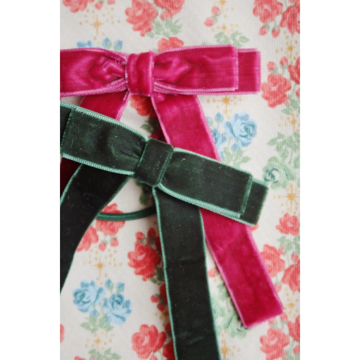 Konges Sl?jd Green/Sangria 2 Pack Velvet Double Bow Elastic