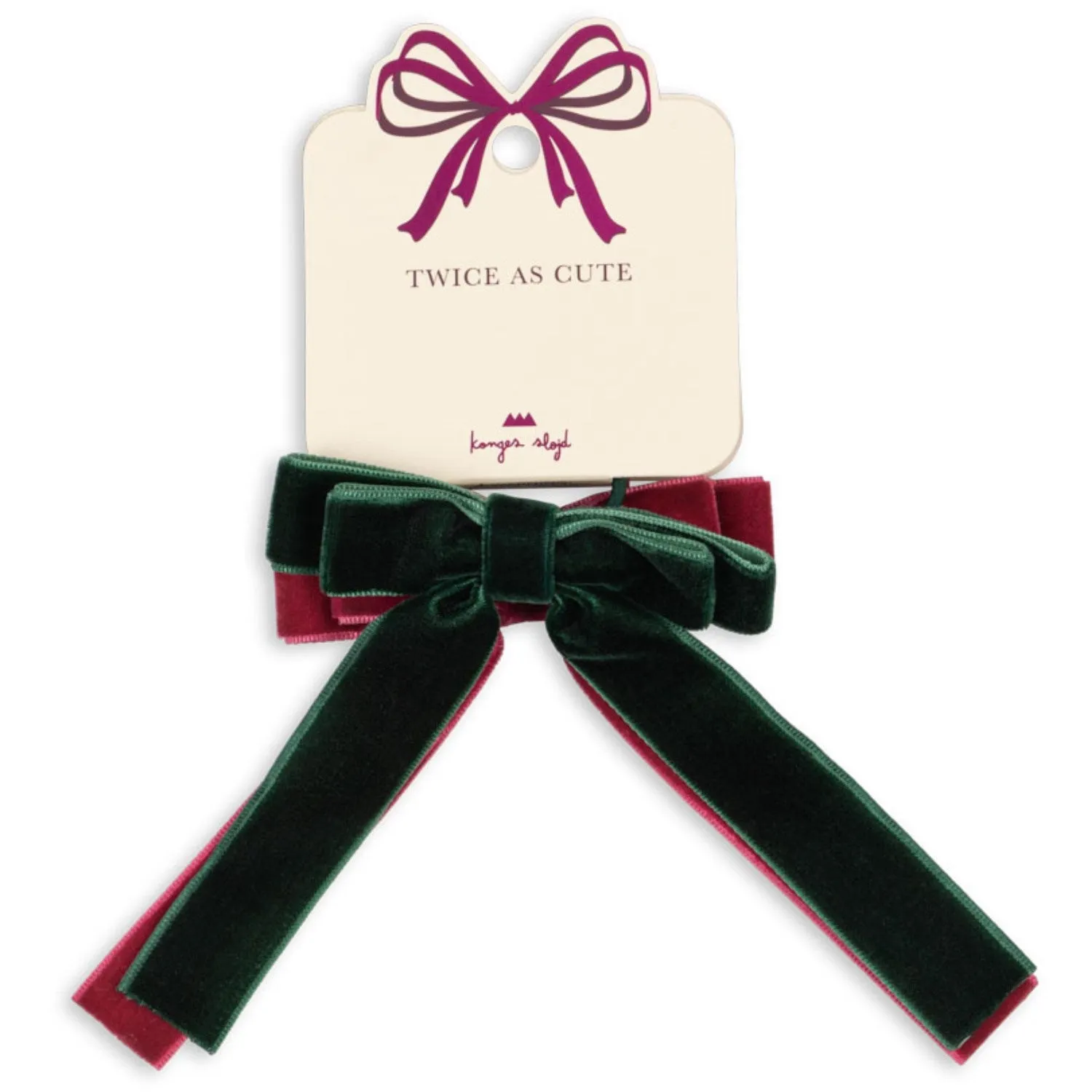 Konges Sl?jd Green/Sangria 2 Pack Velvet Double Bow Elastic