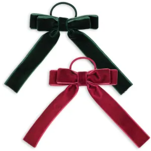 Konges Sl?jd Green/Sangria 2 Pack Velvet Double Bow Elastic