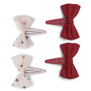 Konges Sljd Hair Clip Tulle Bowtie 4-pack Multi Star/Red