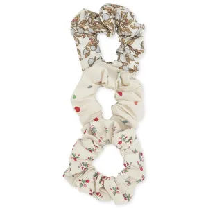 Konges Sljd Scrunchies Small 3-pack Orangerie Bleu/Multihearts/Fleurtricolore