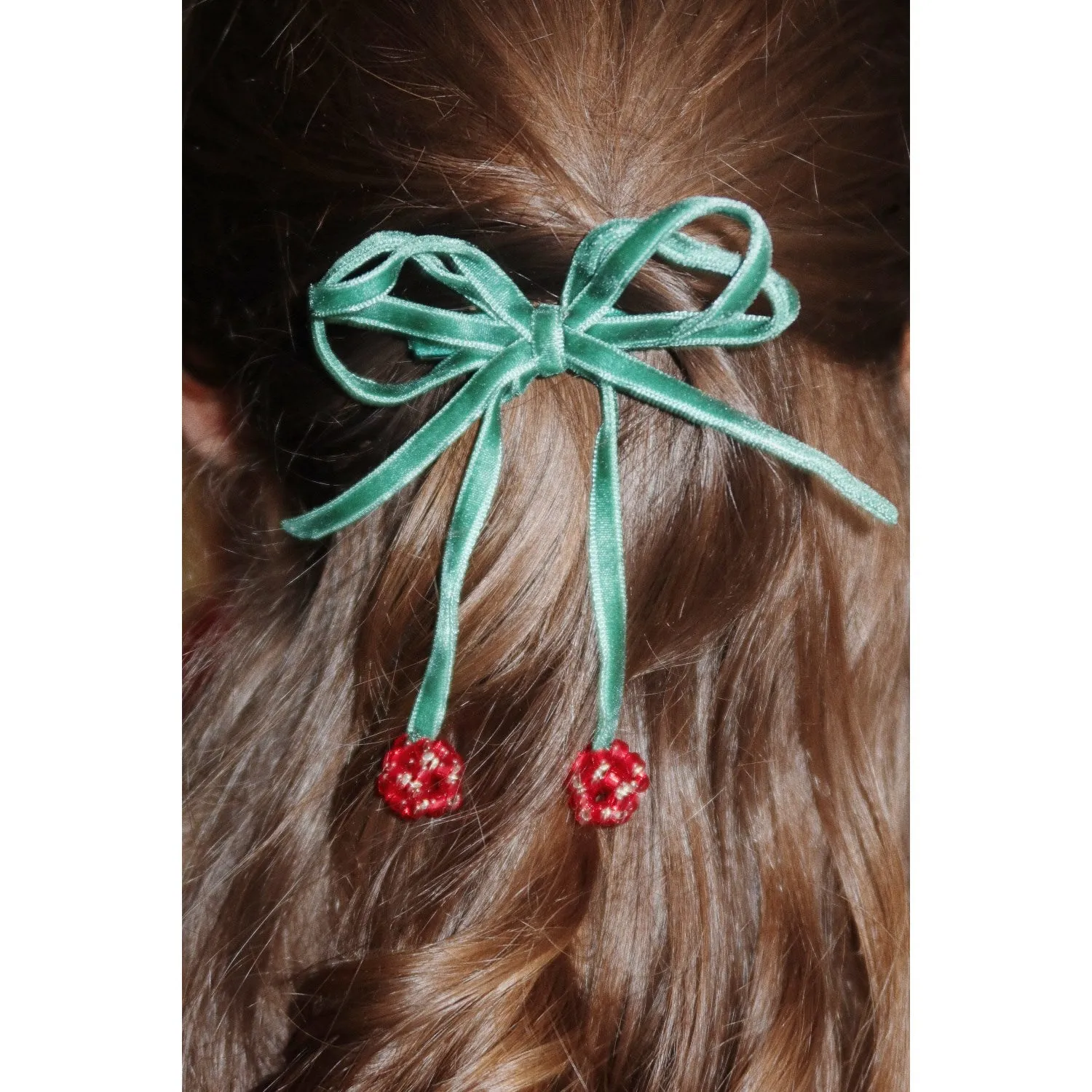 Konges Sl?jd Smoke Pine 2 Pack Cherry Bow Hair Clips