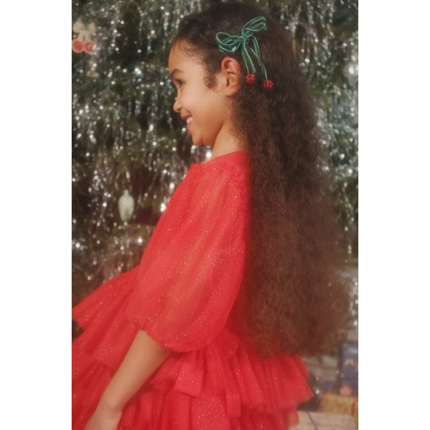 Konges Sl?jd Smoke Pine 2 Pack Cherry Bow Hair Clips