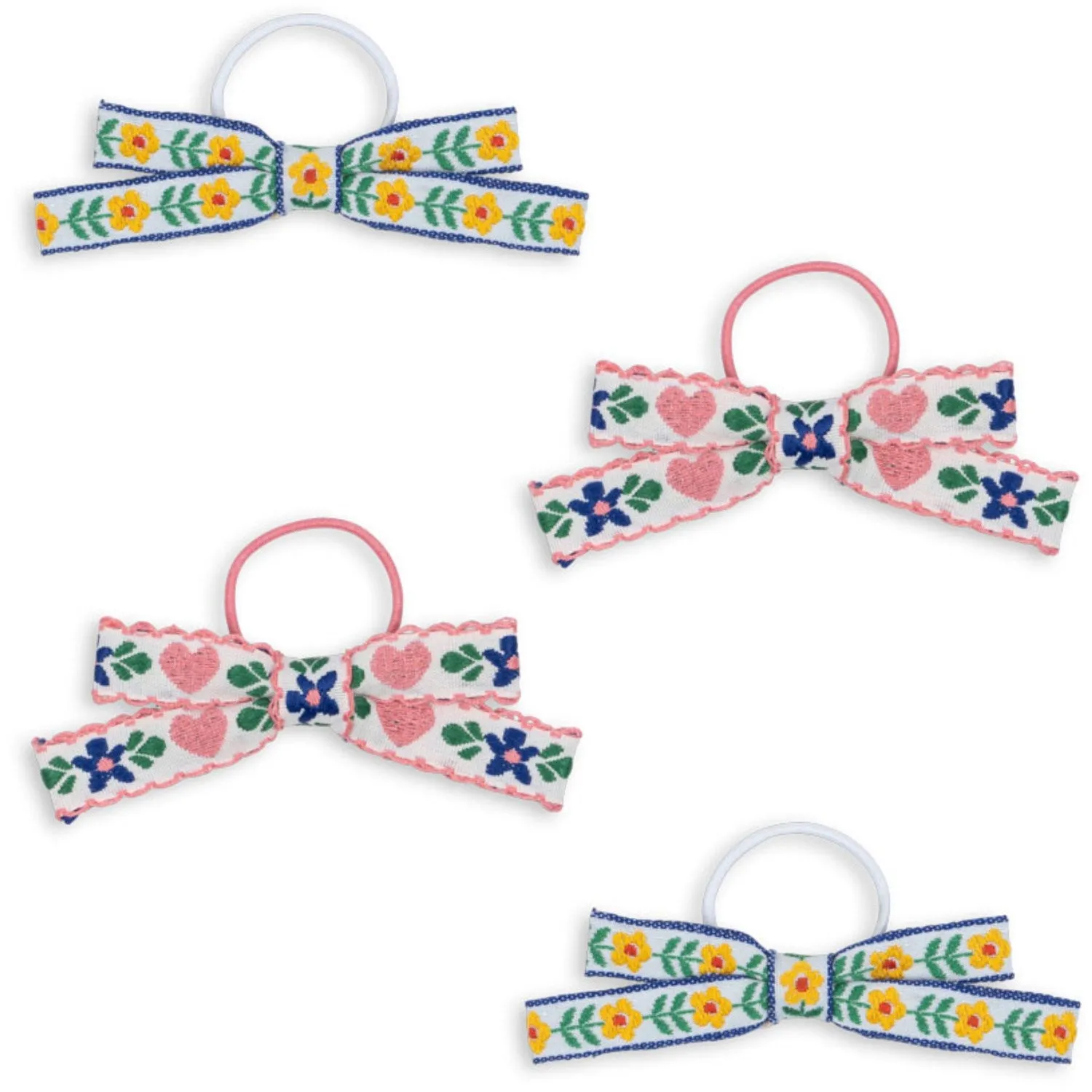 Konges Sl?jd White/Rose 4 Pack Mini Bow Elastic