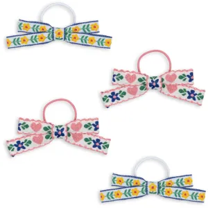 Konges Sl?jd White/Rose 4 Pack Mini Bow Elastic