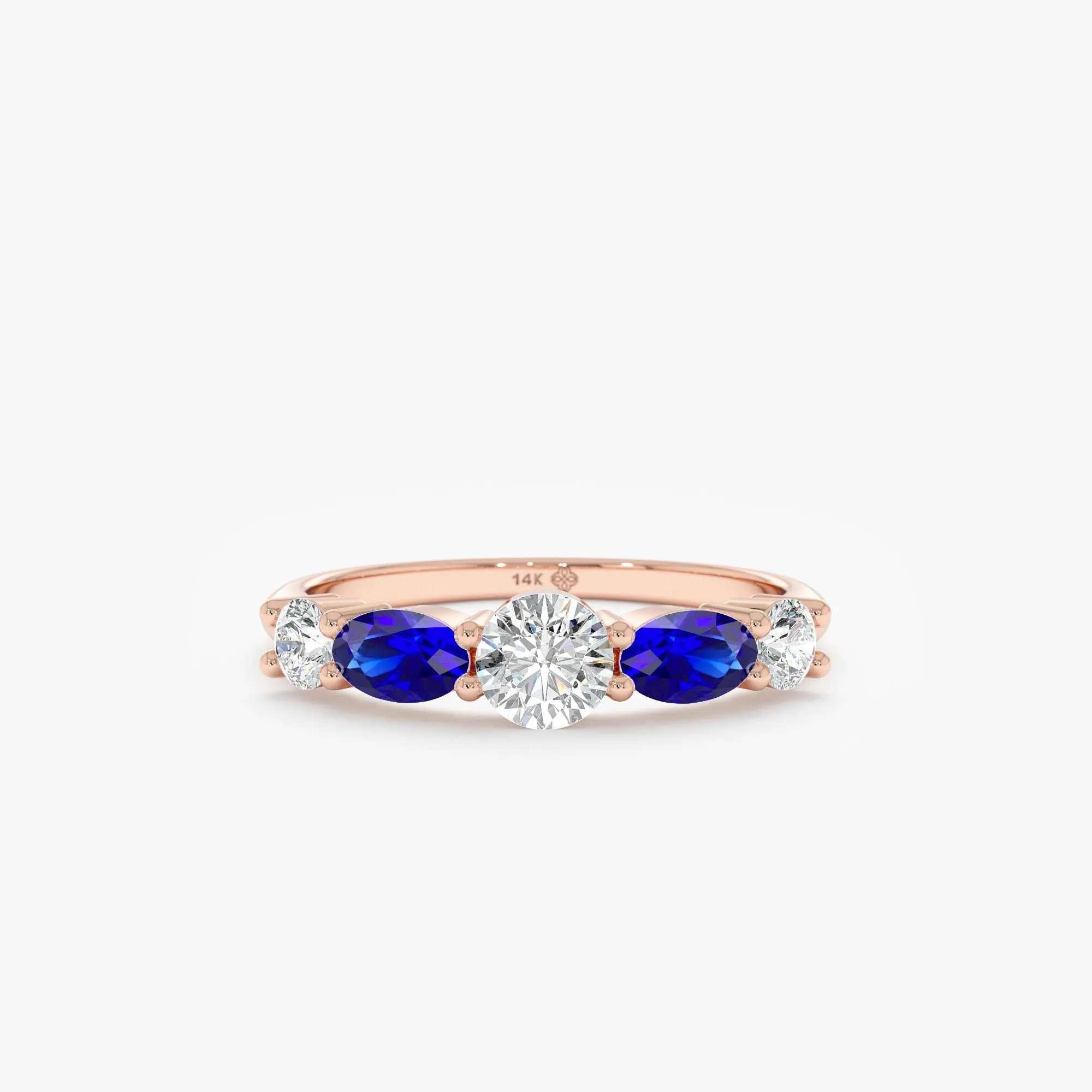 Lab-Grown Blue Sapphires and Diamond Ring, Bethany