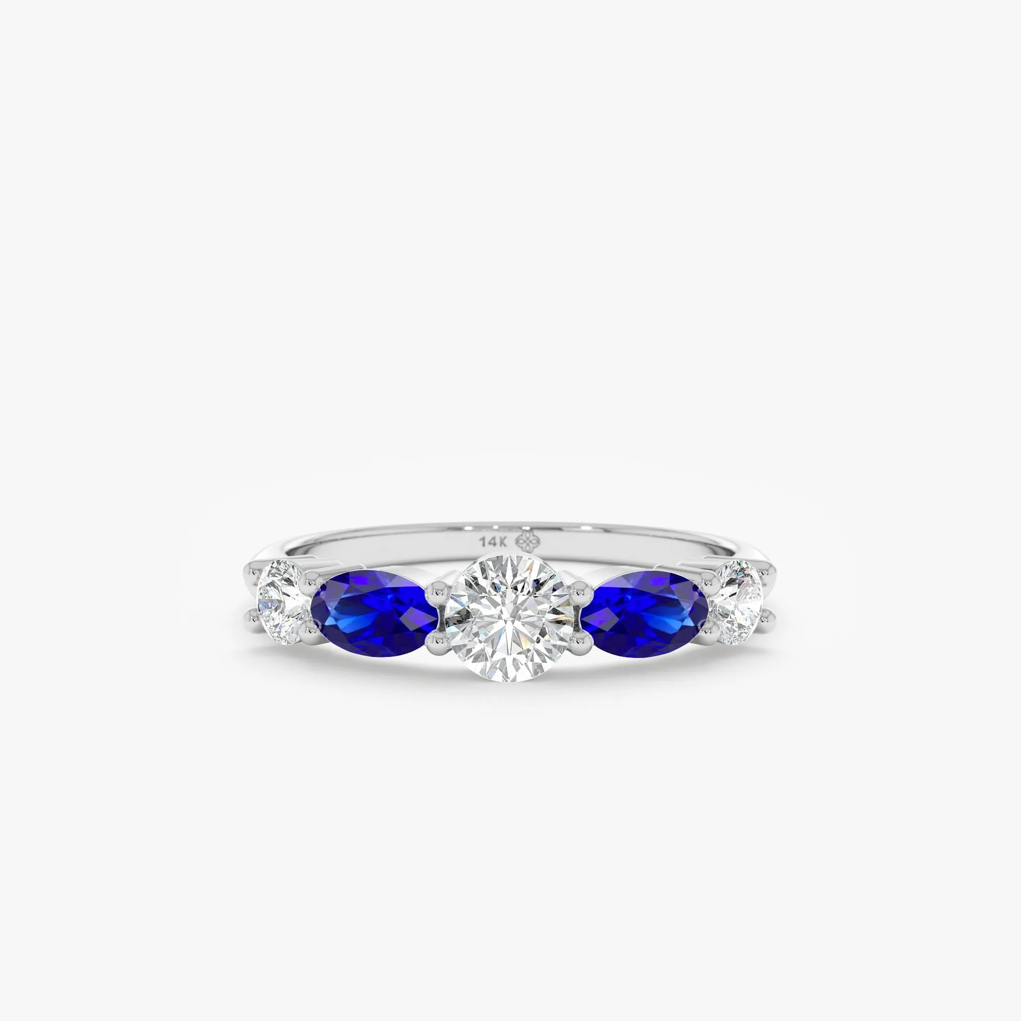 Lab-Grown Blue Sapphires and Diamond Ring, Bethany