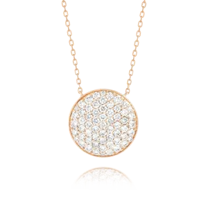 Large Diamond Disc Pendant Rose Gold