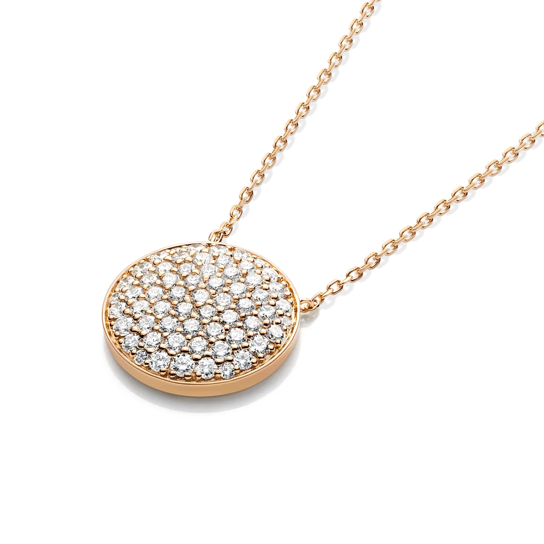 Large Diamond Disc Pendant Rose Gold