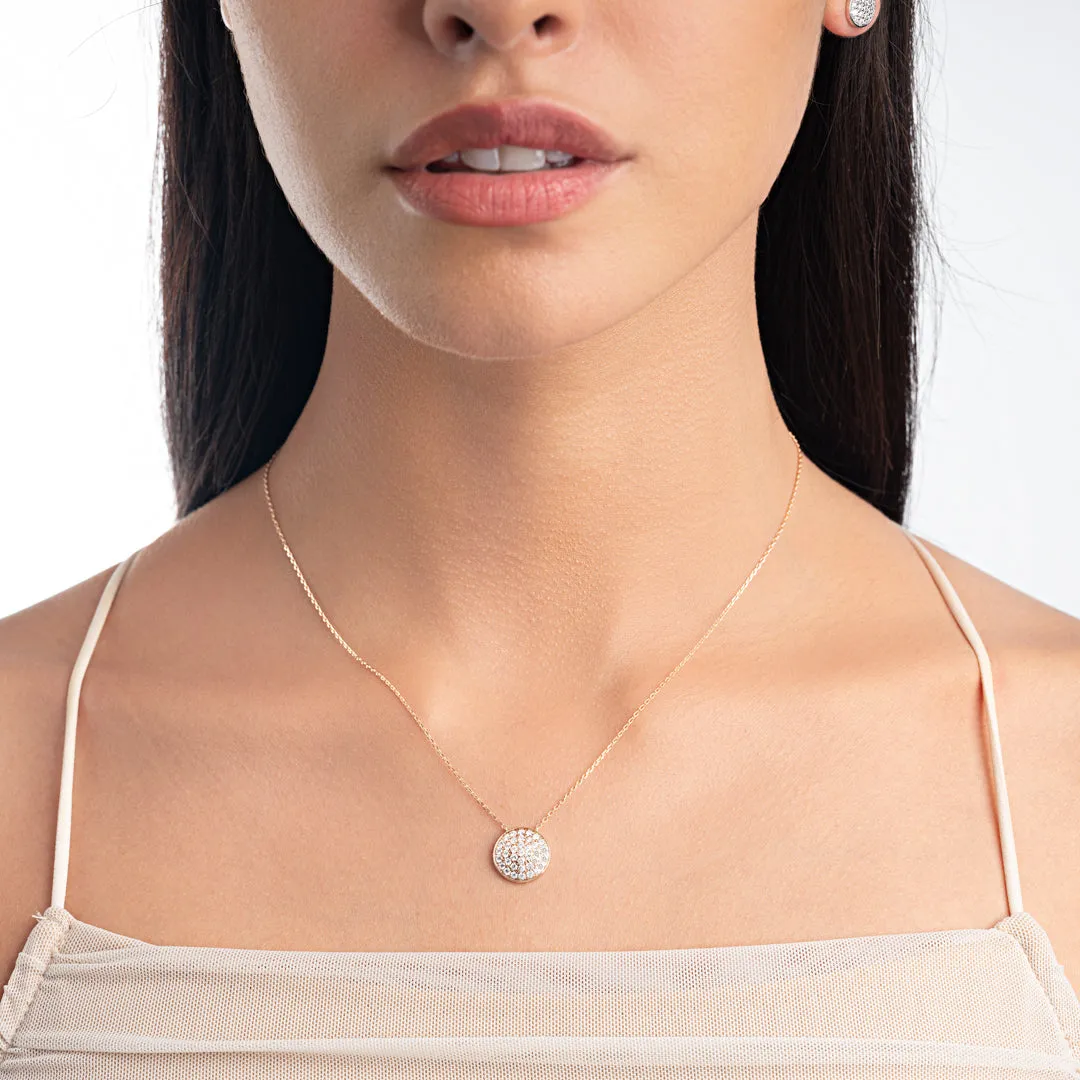 Large Diamond Disc Pendant Rose Gold