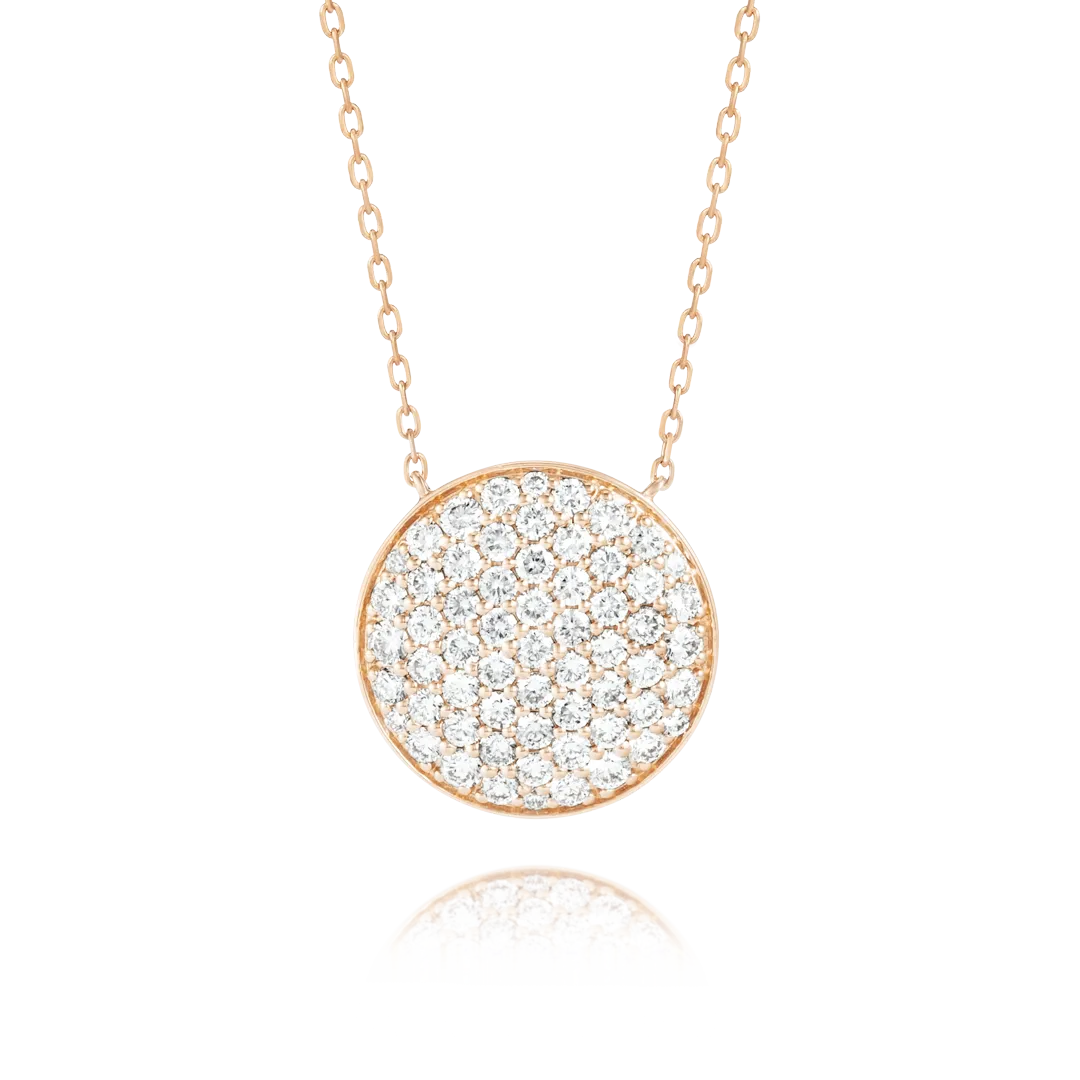 Large Diamond Disc Pendant Rose Gold