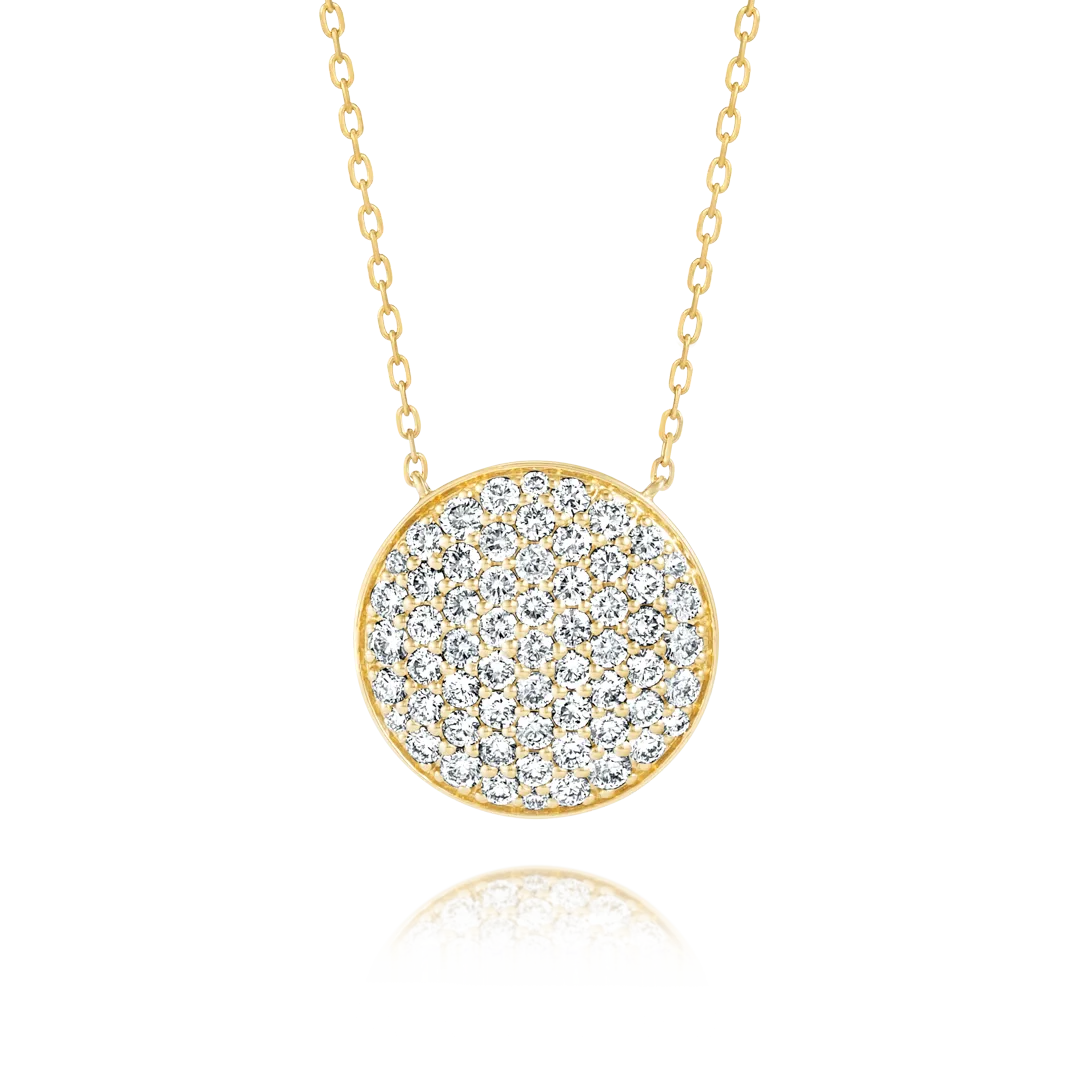 Large Diamond Disc Pendant Yellow Gold